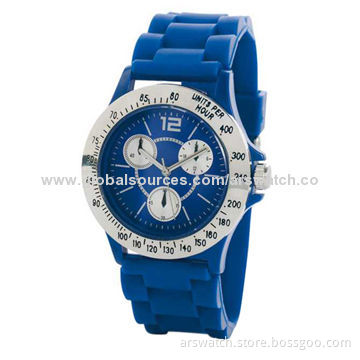 New design men watch, sport, silicone band and Japan quartz movement